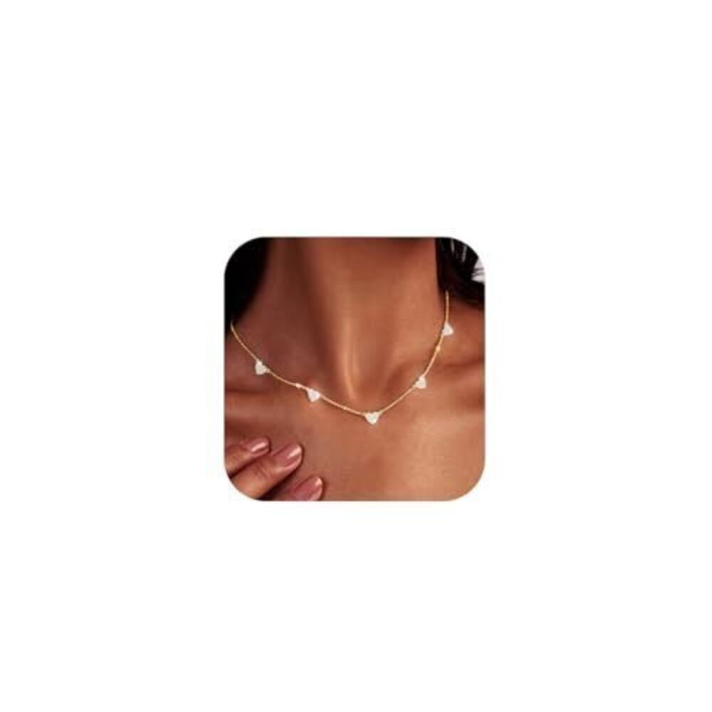 6089 Gold Necklace Trendy Non Tarnish 18K Gold Plated Dainty Diamond Heart